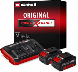 🔋🔌 Original Einhell Starter Kit 2x 4,0 Ah Akkus und Twincharger Power X-Change Angebot bei HelloDeals