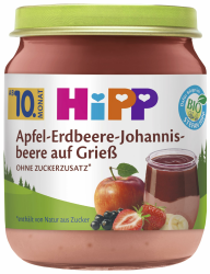 🍎🍓🍇 HiPP Bio Dessert Apfel-Erdbeere-Johannisbeere auf Grieß, 6 x 200g 200g Erdb./Johann.-Grieß Angebot bei HelloDeals