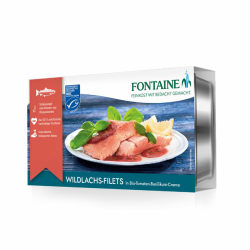 Angebot: Fontaine - Wildlachs-Filets in Bio-Tomaten-Basilikum-Creme – 200 g – 5er Pack Angebot bei HelloDeals