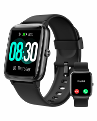 GRV Smartwatch für Damen Herren mit Telefonfunktion 🌟 Fitnessuhr mit Pulsmesser SpO2 Schlafmonitor 🌙 IP68 Wasserdicht ⌚️ Multi Sportmodi Smart Watch Fitness Tracker für iOS Android Handy Black Angebot bei HelloDeals