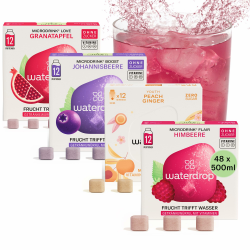 🍹 waterdrop® Microdrink Sommer Set - 48 fruchtige Würfel in 4 Sorten 🌿 Angebot bei HelloDeals