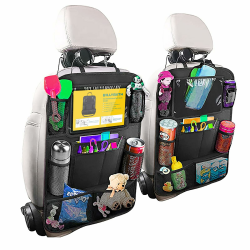 🚗 Carehabi Rückenlehnenschutz Auto Kinder mit 10 Zoll iPad/Tablet-Tasche, 600D Oxford Stoff Wasserdicht Schwarz, 2 Stück 🚗 Angebot bei HelloDeals