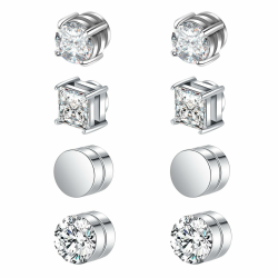 🌟 Besyvvin Magnet Ohrstecker Fake Ohrrings Silber Schwarz 🌟 Angebot bei HelloDeals