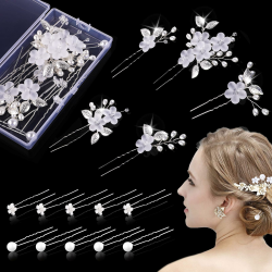15 Stück Haarschmuck Hochzeit Set mit Perlen und Blume Angebot bei HelloDeals