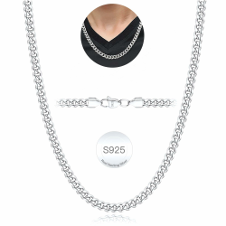 Rajputana S925 Sterling Silber Plattiert Kubanische Kette für Männer 😎 Angebot bei HelloDeals