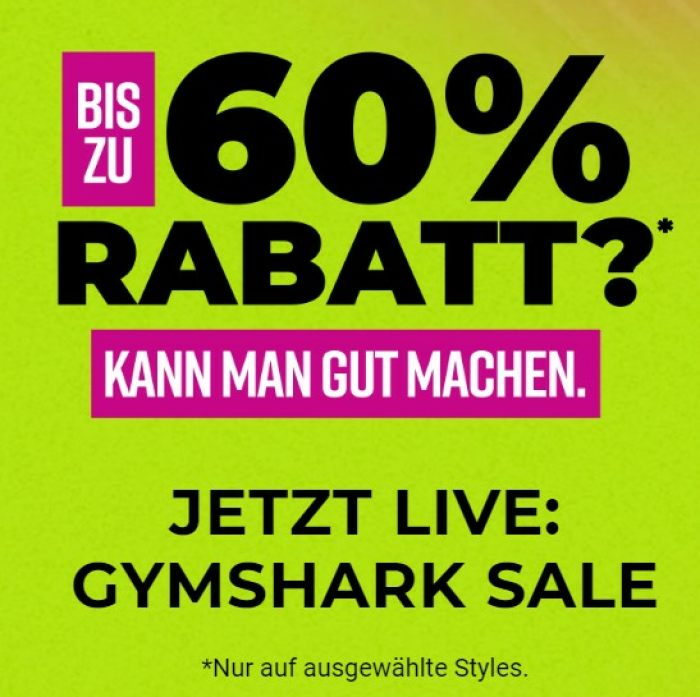 Gymshark Sale: Bis zu 60% Rabatt