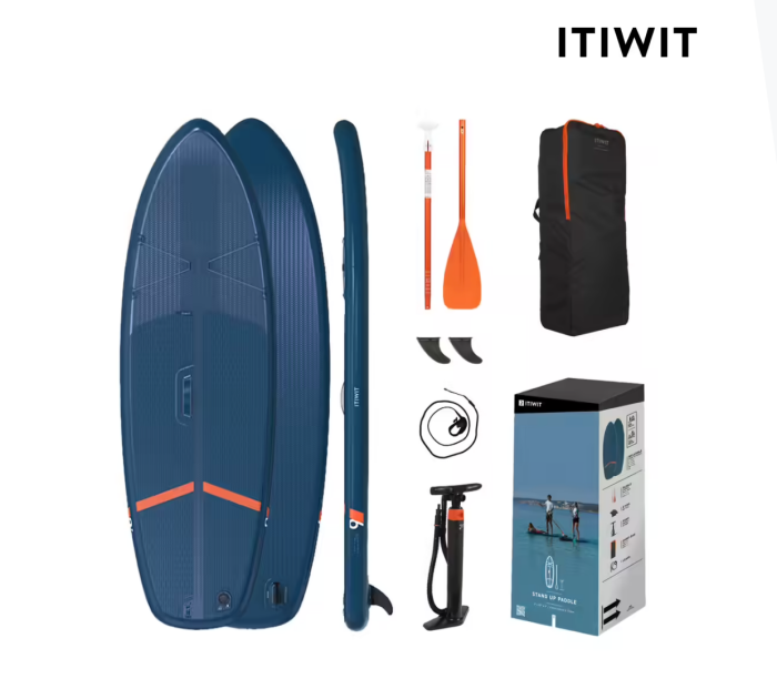ITIWIT SUP Set Stand Up Paddel aufblasbar X100 Touring Einsteiger 9' blau