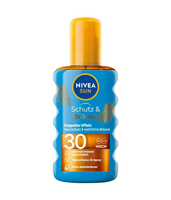 [Prime] NIVEA SUN Schutz & Bräune Sonnenöl Spray LSF 30 (200 ml), Sonnencreme mit Pro-Melanin-Extrakt