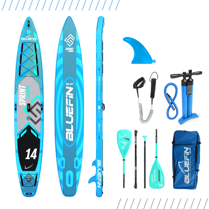 Bluefin SUP 14′ Sprint Carbon Stand Up Paddle Board Kit – Advanced Touring SUP [150€ Rabattgutschein einlösen]