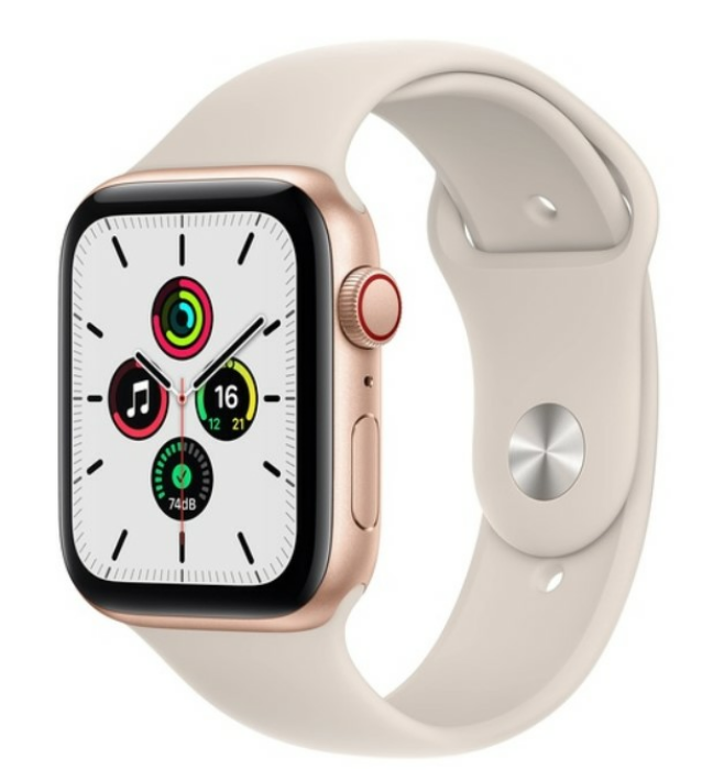 Apple Watch SE GPS + Cellular - 44 mm Aluminiumgehäuse gold, Sportarmband polarstern (Für kurze Zeit)