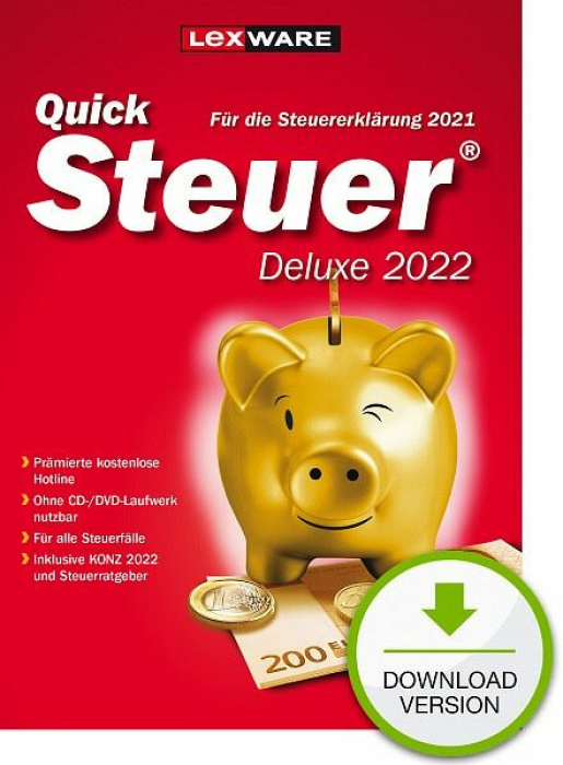 Lexware QuickSteuer 2022 Deluxe (für Steuerjahr 2021) (Download für Windows)