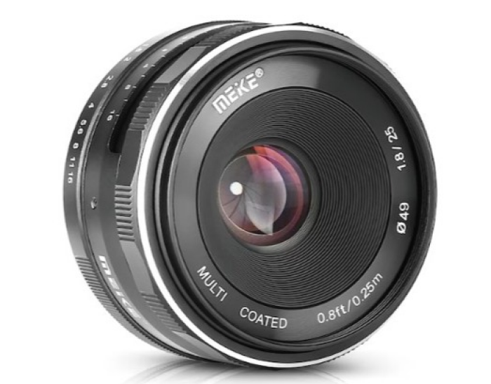 Meike Optics MK 25mm f1.8 Weitwinkel Objektiv, manueller Fokus für Nikon, 20770005, Schwarz