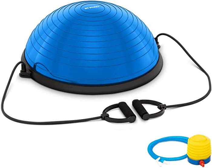 Gymrex GR-BB 60 Balance Ball Gleichgewichtstrainer Balancetrainer Trampolinball inkl. Gummibänder 220 kg blau