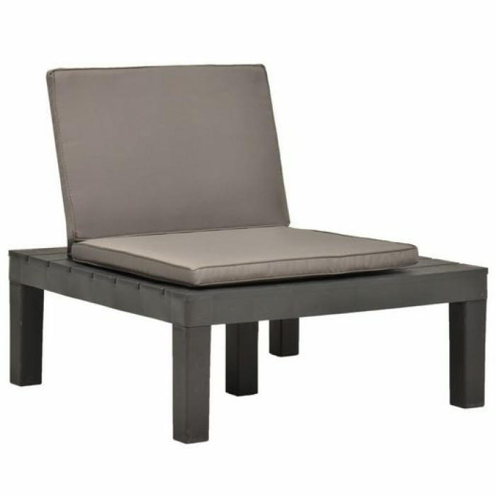 vidaXL Gartenstuhl Garten-Lounge-Stuhl mit Sitzpolster Kunststoff Anthrazit (1 St) grau
