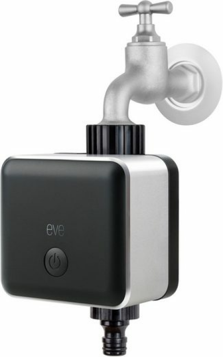 EVE Aqua - automatisch bewässern mit Zeitplänen, Fernzugriff, keine Bridge, Bluetooth, Thread Smarte Bewässerungssteuerung, Schwarz/Metallic