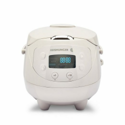 Reishunger Reiskocher - Digitaler Mini Reiskocher, 350 W, Dämpfeinsatz, Messbecher, Reislöffel, Timer- und Warmhaltefunktion, Premium Keramik-Innentopf, 8 Kochprogramme