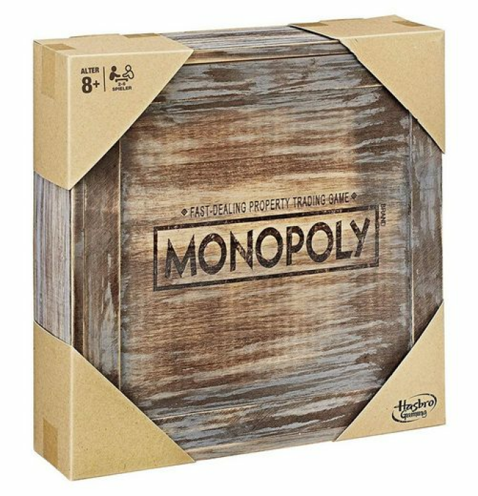 Hasbro Spiel, Brettspiel Monopoly Holz Sonderedition braun