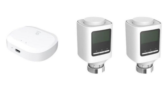Woox Heizkörper Thermostat Kit - Set mit 2 Thermostatköpfen, ZigBee Thermostaten + Gateway