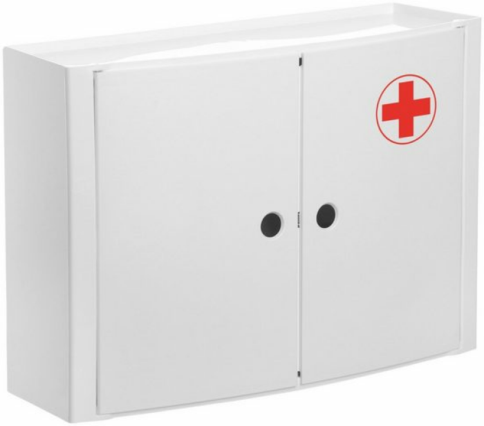 Sanotechnik Medizinschrank KREUZ 2 Türen, aus Kunststoff weiß