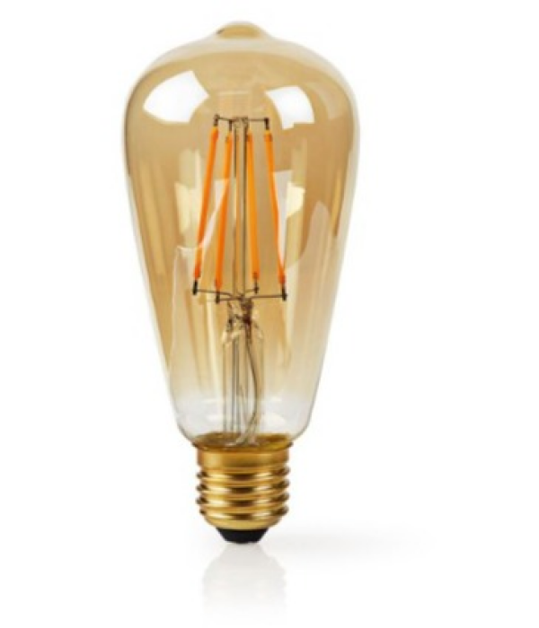 Nedis WLAN Smart LED-Filament-Lampe (WIFILF10GDST64) - E27, ST64, 5 W, 500 lm, Gold