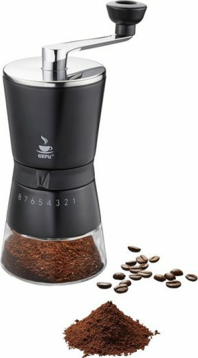 GEFU Kaffeemühle Santiago, Kegelmahlwerk, 8 Stufen Mahlwerk Einheitsgröße grau Kaffee Espresso Haushaltsgeräte