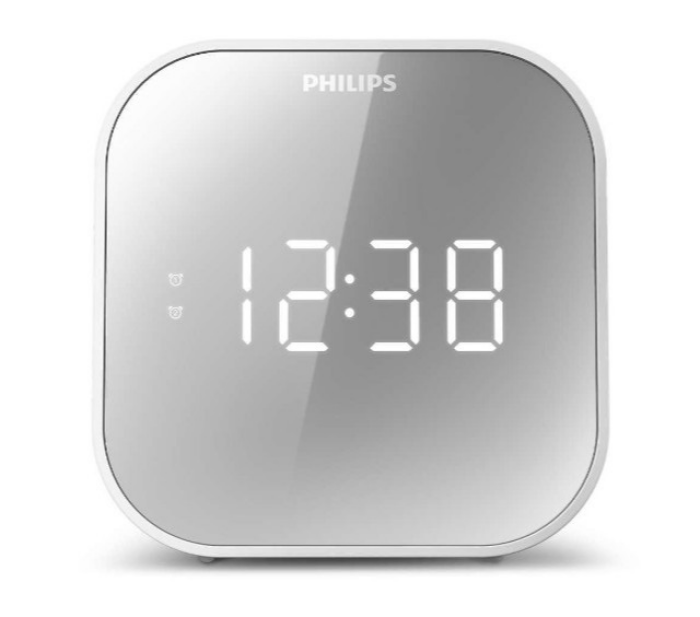 Philips TAR4406/12 Digitaler Wecker weiß UKW-Tuner USB-Ladegerät Sleep-Timer Radio