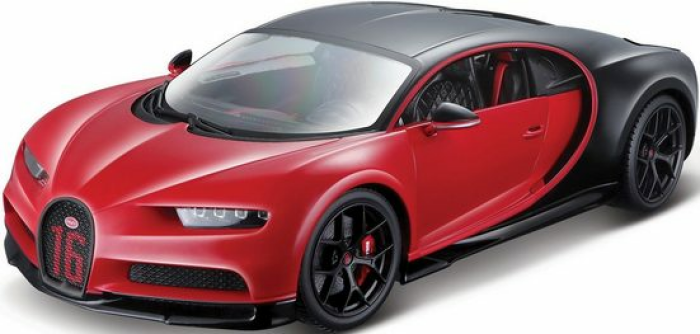 Bburago Spielzeug-Auto Bugatti Chiron Sport (schwarz-rot, Maßstab 1:18), detailliertes Modell schwarz