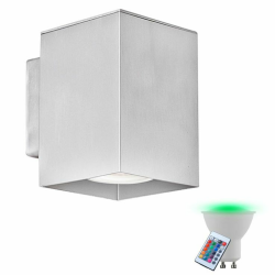 Außen-Wandleuchte, LED Wand Lampe Strahler Außen Bereich Balkon Hof Leuchte Fernbedienung im Set inklusive RGB LED Leuchtmittel