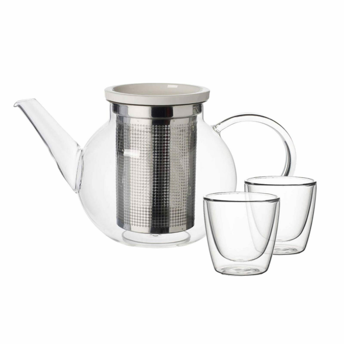 Villeroy & Boch Teekanne »Artesano Hot&Cold Beverages Teeset 3er Set«, (1x Teekanne, 2x Tassen), Spülmaschinengeeignet weiß