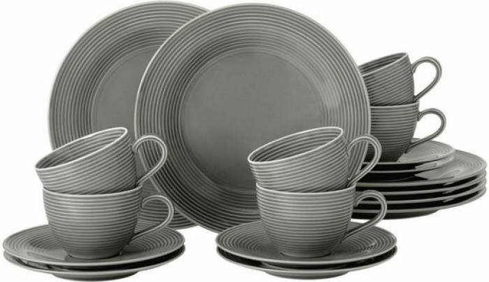 Seltmann Weiden Kaffeeservice Beat, (Set, 18 tlg.), wunderschöne Farbglasur Einheitsgröße grau Geschirr-Sets Geschirr und Porzellan Haushaltswaren