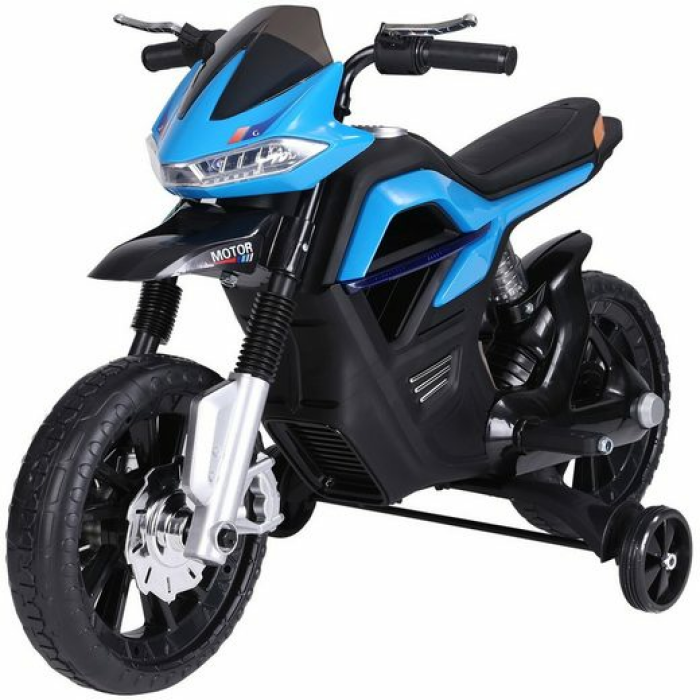 HOMCOM Kindermotorrad Kinder-Elektromotorrad Elektro-Motorrad für Kinder 3-6 Jahren Licht Musik MP3 Elektrofahrzeug mit Stützrädern