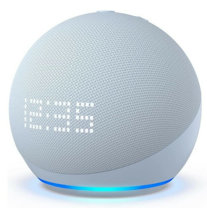 Amazon Echo Dot 5. Generation mit Uhr in graublau