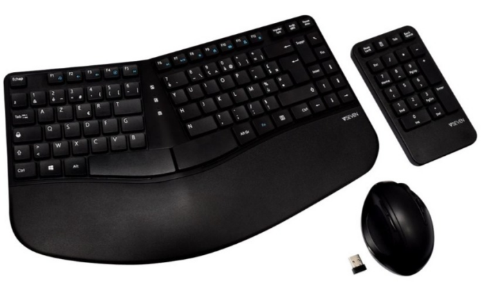 V7 Wireless Desktop Combo mit ergonomischer Tastatur - Maus und Nummernblock - Standard - RF Wireles