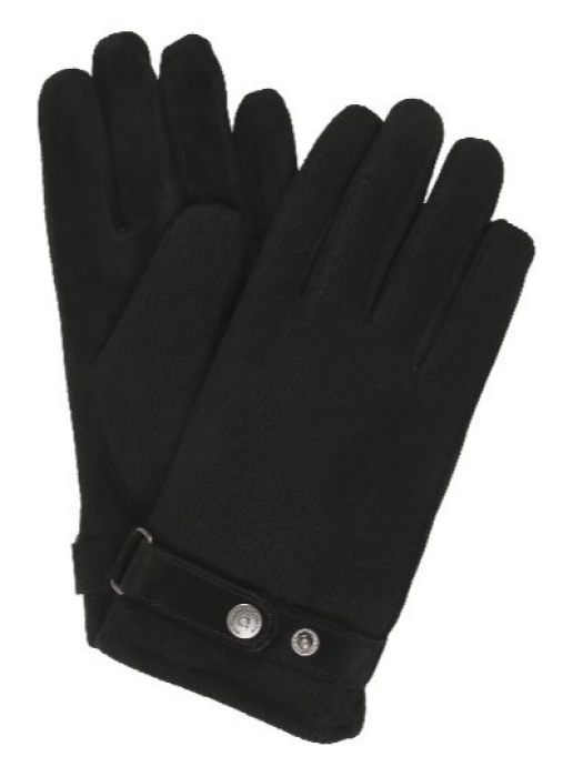 bugatti Herrenhandschuhe Handschuhe Wolle Veloursleder Marine/Blau 8353, Farbe:Blau, Größe:L