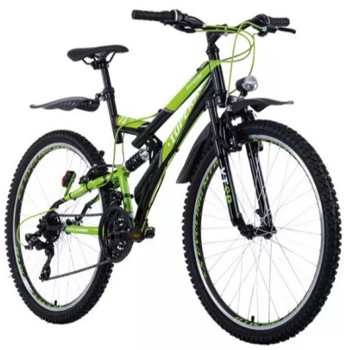 KS Cycling Mountainbike Fully ATB 26'' TOPEKA - schwarz-grün - Rahmenhöhe 48 cm