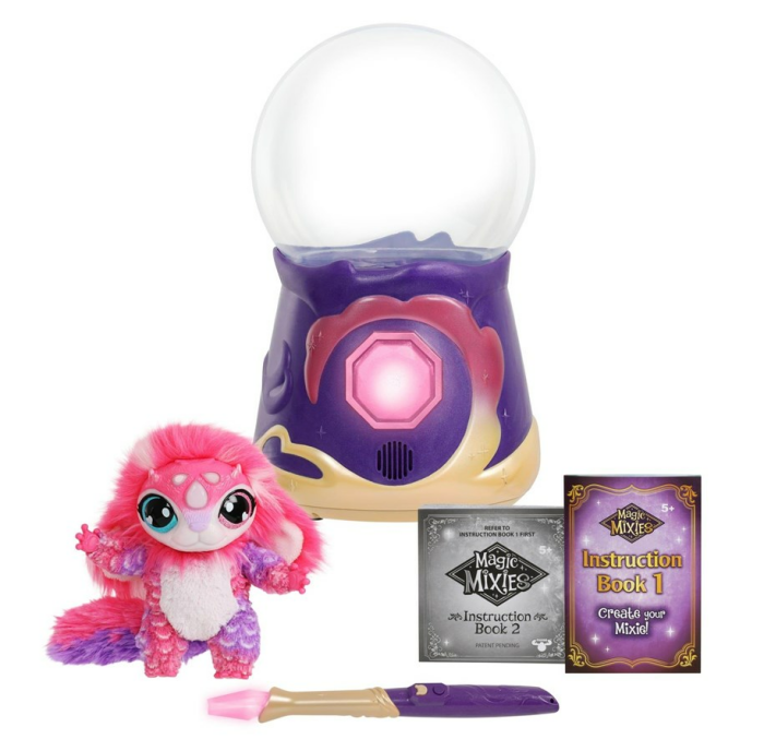 Magic Mixies 14689 Magische Kristallkugel mit Nebelfunktion & 20 cm großem interaktivem Plüschtier über 80 Geräusch, Reaktionen & Lichteffekte, pink