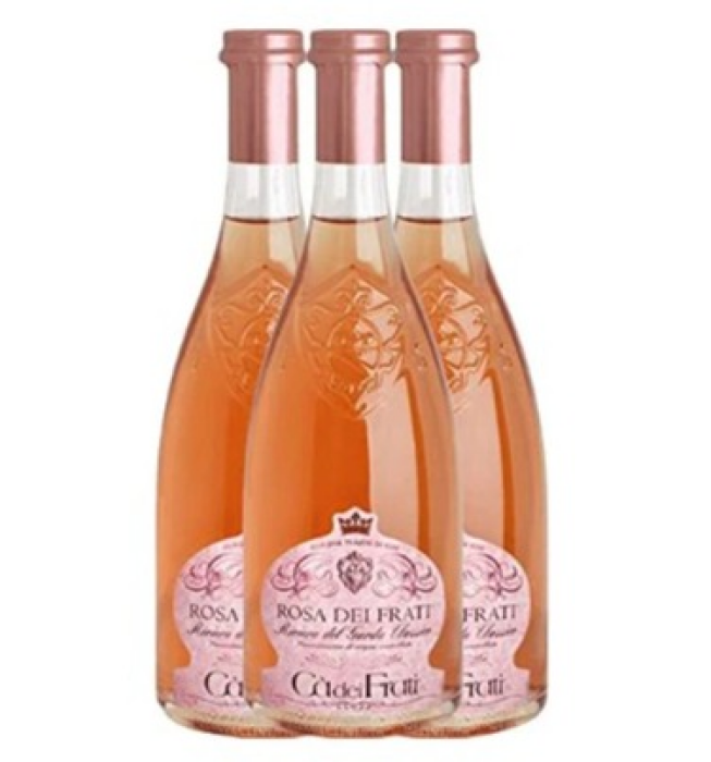 VINELLO 3er Weinpaket Rosé - Rosa dei Frati DOC 2021 - Cà dei Frati mit einem VINELLO.weinausgießer | 3 x 0,75 Liter