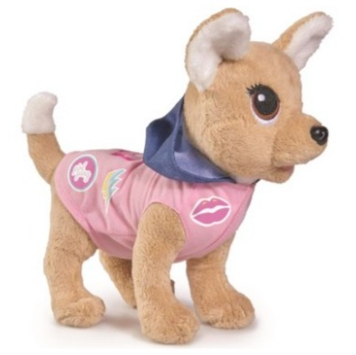 Simba 105893244 - ChiChi Love Urban, Chihuahua Plüschhund mit Tasche und coolem Kapuzenpullover, inkl. 11 Textilstickern zum Dekorieren, 20cm, ab 5 Jahre