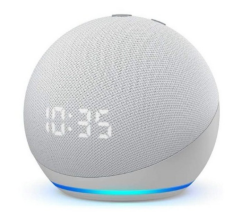 Amazon Echo Dot mit Uhr (4.Generation) weiß Sprachgesteuerter Lautsprecher (Bluetooth, WLAN (WiFi), A2DP Bluetooth, AVRCP Bluetooth, Sprachsteuerung