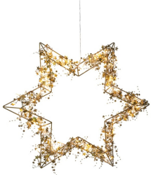 Konstsmide LED Metallstern, messingfarben, 90 bernsteinfarbene Dioden, 3V, Außen (IP44), transparentes Kabel - 1795-803 [Energieklasse G]