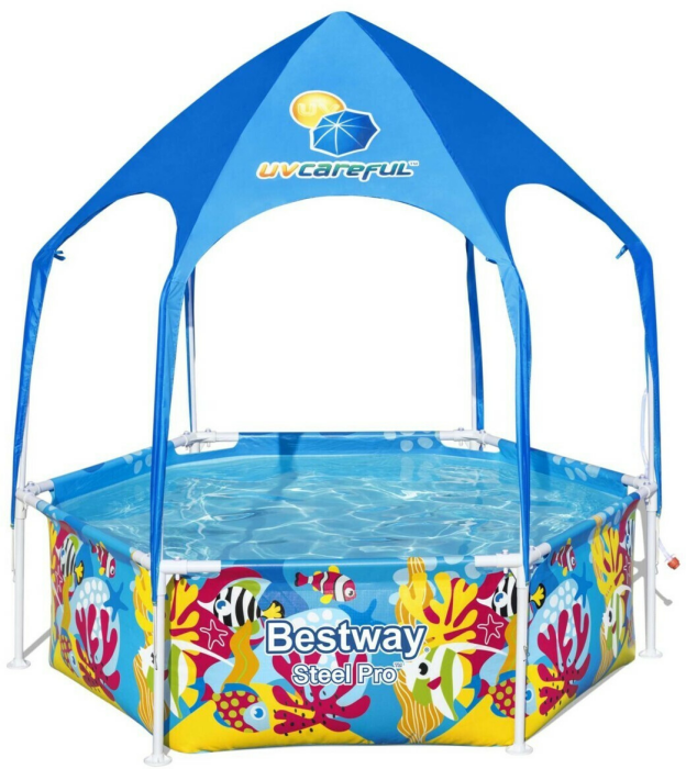 Bestway Steel Pro Splash-in-Shade Pool mit Sonnenschutzdach