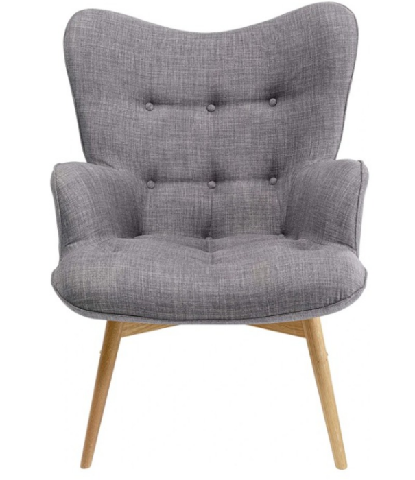 Kare Design Sessel Vicky grau, gemütlicher Loungesessel mit Armlehne, TV-Sessel mit hellem Holzgestell, (H/B/T) 92 x 59 x 63 cm, hellgrau