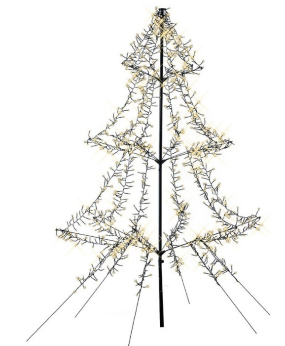 LED Outdoor Weihnachtsbaum - 1200 warmweiße LED - H: 2m - Dimmer - Timer - aufklappbar - schwarz