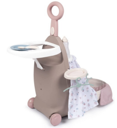 Smoby Toys - Baby Nurse Puppen-Trolley für Kinder - rollbarer Puppenkoffer mit ausklappbarem Schlaf- und Essbereich für Puppen bis 42 cm
