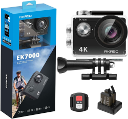 AKASO Action cam 4K wasserdicht Unterwasserkamera 40M - Ultra HD 20MP 170 ° Weitwinkel WiFi Sports Kamera Doppelbildschirm, EIS Stabilisierung