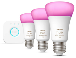 Philips Hue Bluetooth White & Color Ambiance LED E27 75W 800lm Dreierpack inkl. Bridge