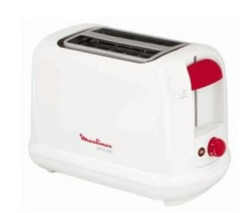 Moulinex Principio Toaster mit 2 Schlitzen, 850 W, Temperaturregler mit 7 Position, Kunststoff, 1 Liter, Weiß [Energieklasse A+]