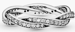 PANDORA Damen-Ring geflochten aus 925 Sterling Silber mit Zirkonia Kristallen