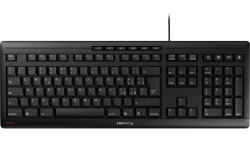 CHERRY Stream Keyboard, QWERTY Tastatur, kabelgebundene Tastatur, Blauer Engel, GS-Zulassung, SX Scherenmechanik, flüsterleiser Tastenanschlag, schwarz