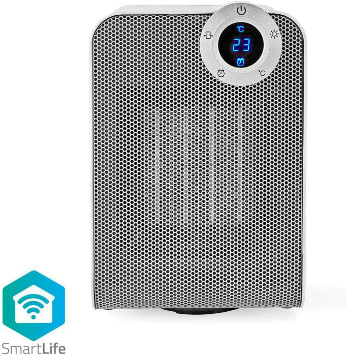 Nedis SmartLife Heizlüfter | Wi-Fi | Kompakt | 1800 W | 3 Wärmeeinstellungen | Oszillation | Anzeige | 15-35 °C | AndroidT/IOS | Weiss [Energieklasse C]